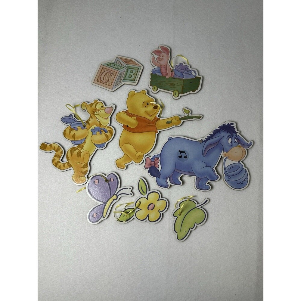 Disney‎ Winnie the Pooh Tigger Eeyore Piglet Wooden Wall Decor Ornaments 8pc Set
